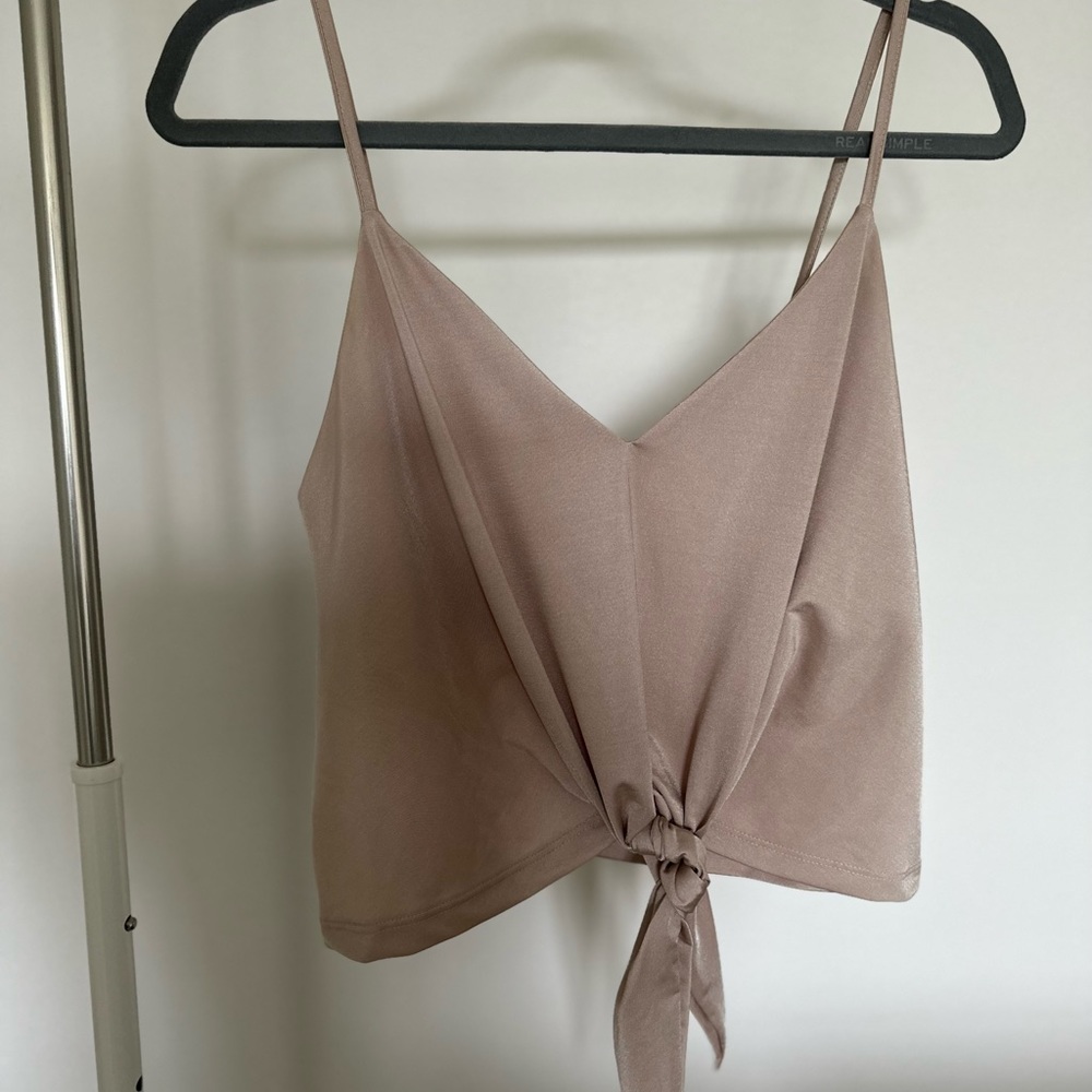 NWOT Zara Champagne Tie Front Tank Top